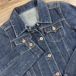 LEVI'S Button Down Dark Wash Blue Denim Jean Jacket Boy's Large 14/16